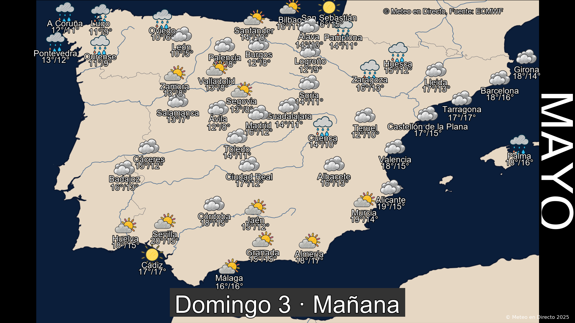 Previsión del tiempo España 3 de mayo de 2026 mapa mañana
